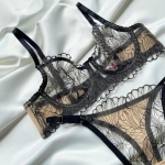 TEN SİYAH BRODE- BRALET TAKIM