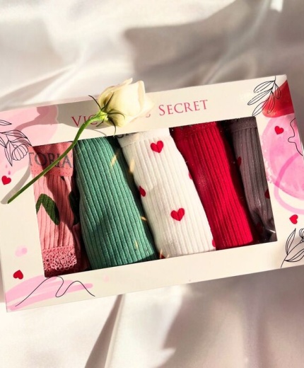 VS/ 5 Lİ SET KAŞKORSE DESENLİ DÜZ KOMBİN TANGA MODEL