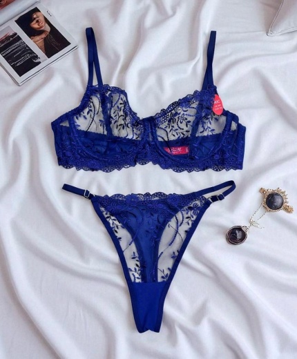 Lacivert Büyük Beden Sütyen Takımı