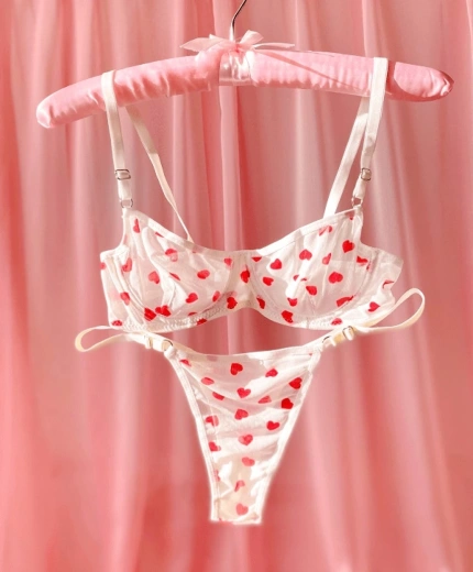 KALP BASKILI BALENLİ TÜL SÜTYEN TAKIM